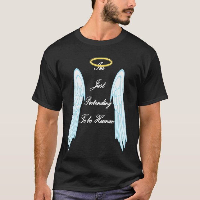 Engel mit coolen Flügeln und Halo T-Shirt (Vorderseite)