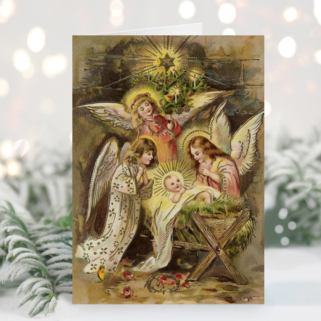 Engel mit dem Baby Jesus | Weihnachten Karte (Von Creator hochgeladen)