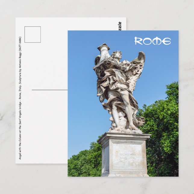 Engel mit der Säule - Sant'Angelo Brücke, Rom Postkarte (Vorne/Hinten)