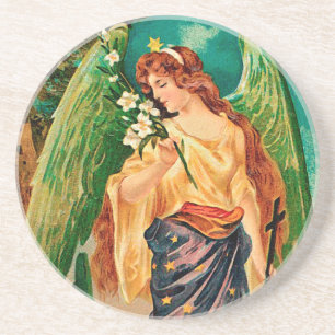 Engel mit einem Blumenzweig Sandstein Untersetzer