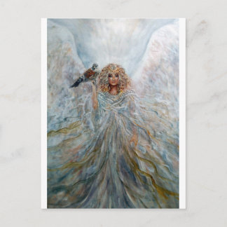 Engel mit Falken für das Glück Postkarte