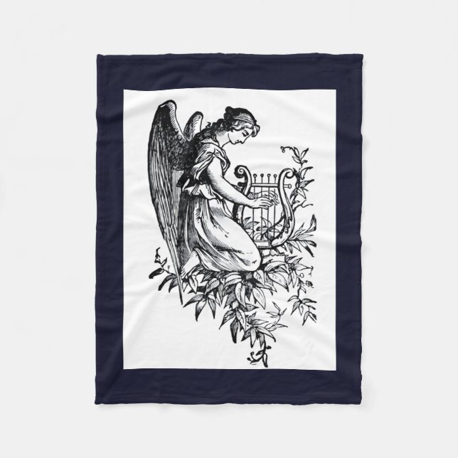 Engel mit Harfe und Flora Fleecedecke (Vorderseite)