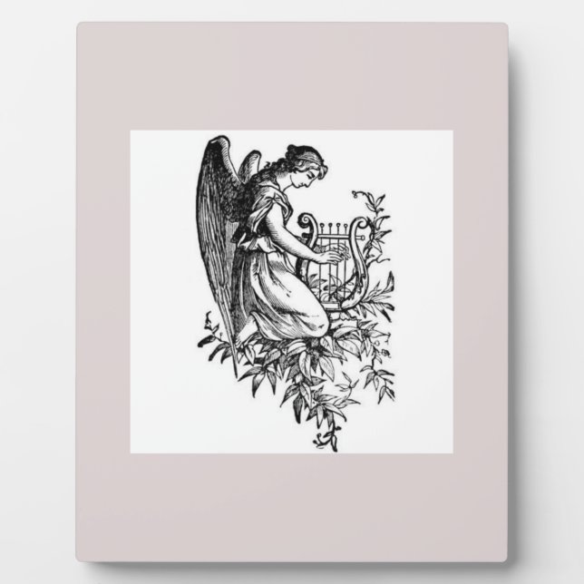 Engel mit Harfe und Flora Fotoplatte (Vorderseite)