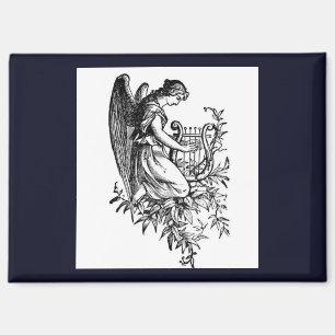 Engel mit Harfe und Flora Magnet