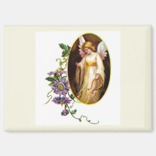 Engel mit Harfe und Klematisblüten Magnet