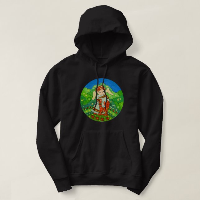 Engel mit Katzenweihnachtsdekor 260. Hoodie (Design vorne)