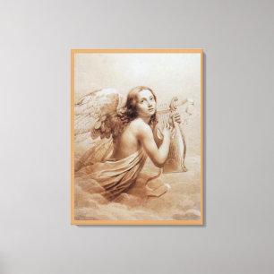 ENGEL MIT LYRA ÜBER DEN WOLKEN LEINWANDDRUCK