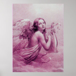 ENGEL MIT LYRA ÜBER DEN WOLKEN POSTER