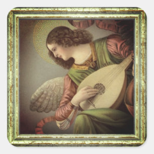 Engel mit Mandoline Quadratischer Aufkleber