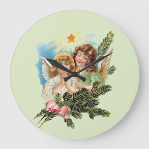 Engel mit Palmen Große Wanduhr