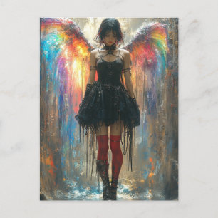 Engel mit Regenbogenwingen Postkarte
