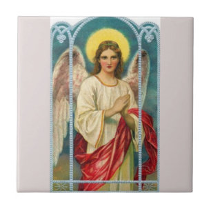 Engel mit rosa Band Triptychon Fliese
