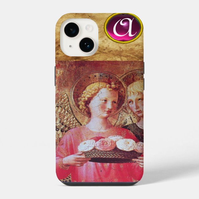 ENGEL MIT ROSEN MONOGRAMM iPhone 14 HÜLLE (Rückseite)