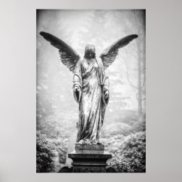 Engel mit Skulptur aus ausgestreckten Flügeln Poster