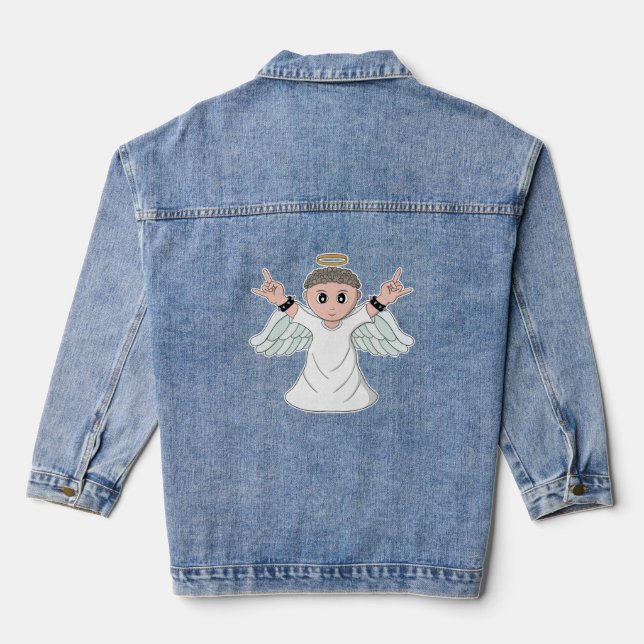 Engel mit starker Musik Jeansjacke (Rückseite)