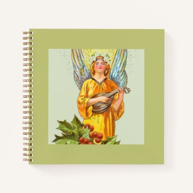 Engel mit Stechpalme und Mandoline  Notizbuch (Vorderseite)