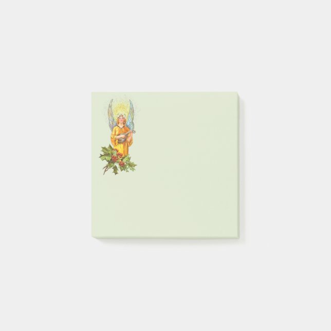 Engel mit Stechpalme und Mandoline  Post-it Klebezettel (Vorderseite)