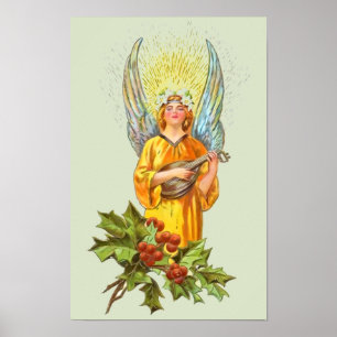 Engel mit Stechpalme und Mandoline Poster