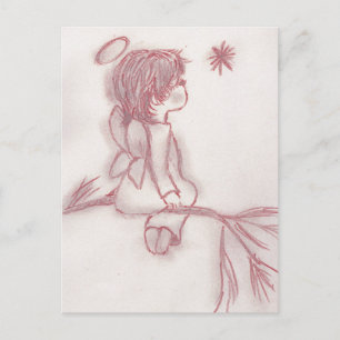 Engel mit Stern - rot und weiß Postkarte