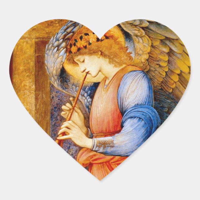 Engel mit Trumpet Herz-Aufkleber (Vorderseite)
