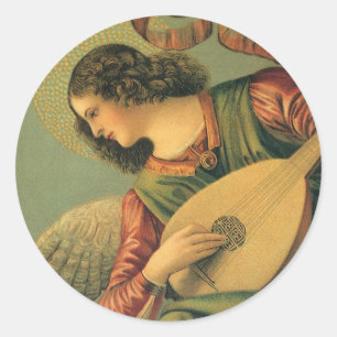 Engel Musiker, Melozzo da Forli, Renaissance-Kunst Runder Aufkleber