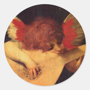 Engel Musiker, Rosso Fiorentino Christlich Runder Aufkleber