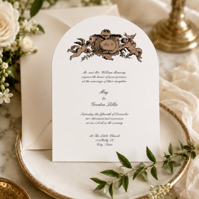 Engel oder Putten Barock Rokoko Kartusche Hochzeit Einladung (Von Creator hochgeladen)