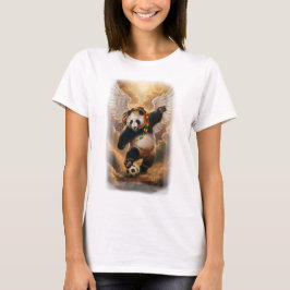 Engel Panda spielt Fußball im Himmel auf einem T-Shirt