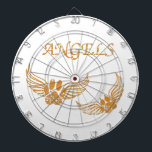 Engel-Pfoten Dartscheibe<br><div class="desc">Die Pfoten eines Hundes und einer Katze mit Flügeln wie Engel. Das Design hat einen beängstigenden Effekt,  der auf das Bild angewendet wird. Geschenke Idee für Menschen,  die ihre Haustiere Liebe.</div>