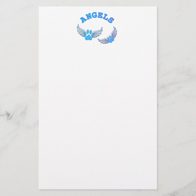 Engel-Pfoten in blau Briefpapier (Vorderseite)