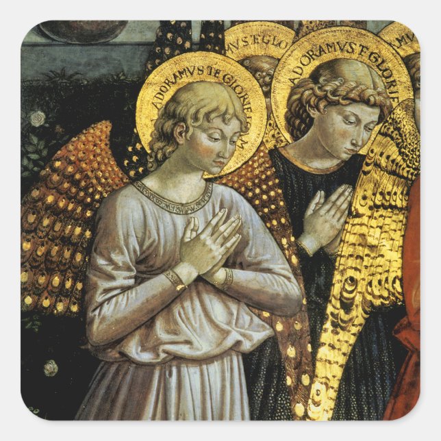 Engel Quadratischer Aufkleber (Vorderseite)