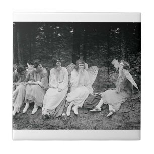 Engel rauchen Vintage-Fotografie 1920er Fliese