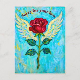 Engel Rose Beileid Postkarte
