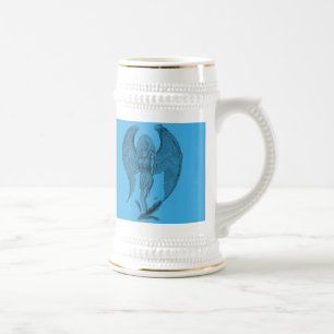 Engel Schwarz-Blau-Design Bierglas