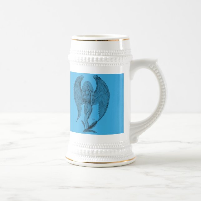 Engel Schwarz-Blau-Design Bierglas (Rechts)