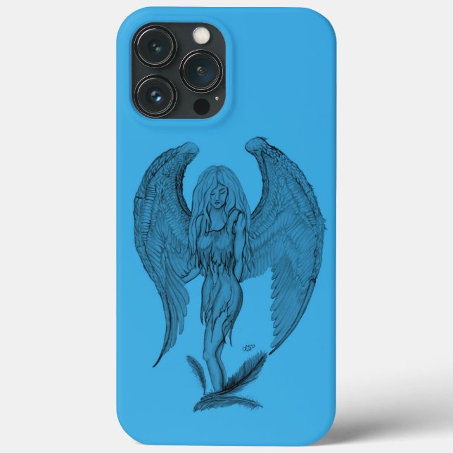 Engel Schwarz-Blau-Design Case-Mate iPhone Hülle (Rückseite)