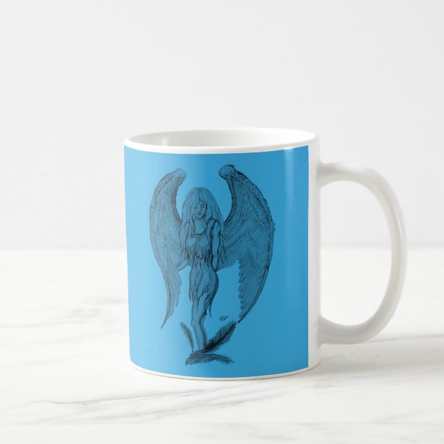 Engel Schwarz-Blau-Design Kaffeetasse (Rechts)