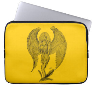 Engel - Schwarz-Gelb-Design Laptopschutzhülle