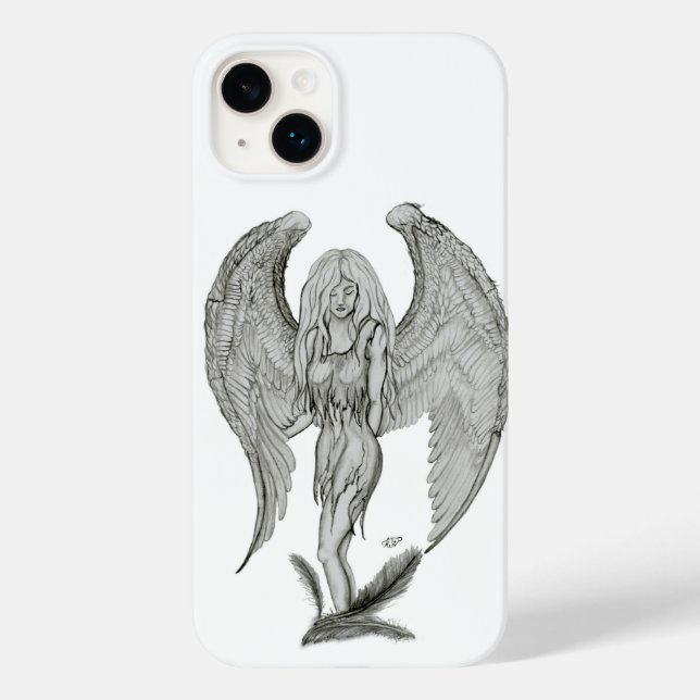 Engel - Schwarz-Weiß-Design Case-Mate iPhone 14 Plus Hülle (Rückseite)