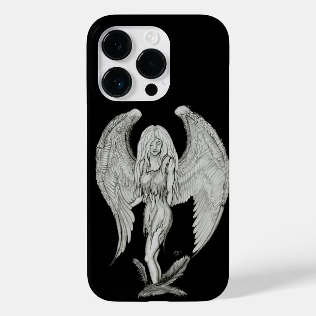 Engel - Schwarz-Weiß-Design Case-Mate iPhone 14 Pro Hülle (Rückseite)