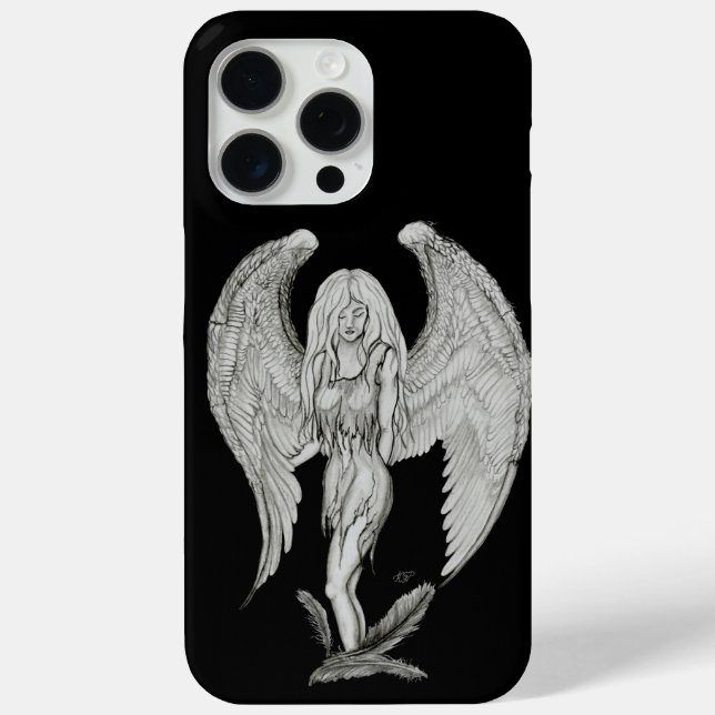 Engel - Schwarz-Weiß-Design Case-Mate iPhone Hülle (Rückseite)