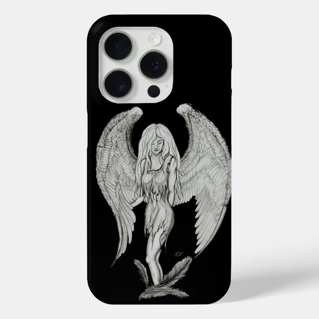 Engel - Schwarz-Weiß-Design Case-Mate iPhone Hülle (Rückseite)