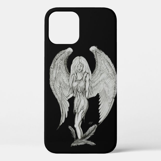 Engel - Schwarz-Weiß-Design Case-Mate iPhone Hülle (Rückseite)