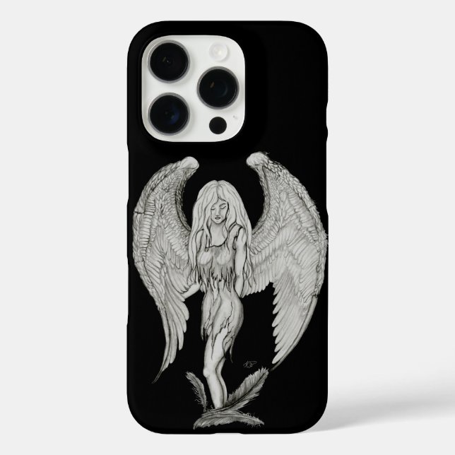 Engel - Schwarz-Weiß-Design iPhone 16 Pro Hülle (Rückseite)