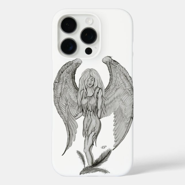 Engel - Schwarz-Weiß-Design iPhone 16 Pro Hülle (Rückseite)