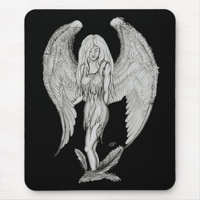 Engel - Schwarzweiß-Design Mousepad (Vorne)