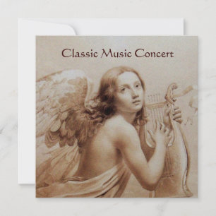 ENGEL SPIELT LYRA ÜBER DEN WOLKEN, Monogramm Gold Einladung