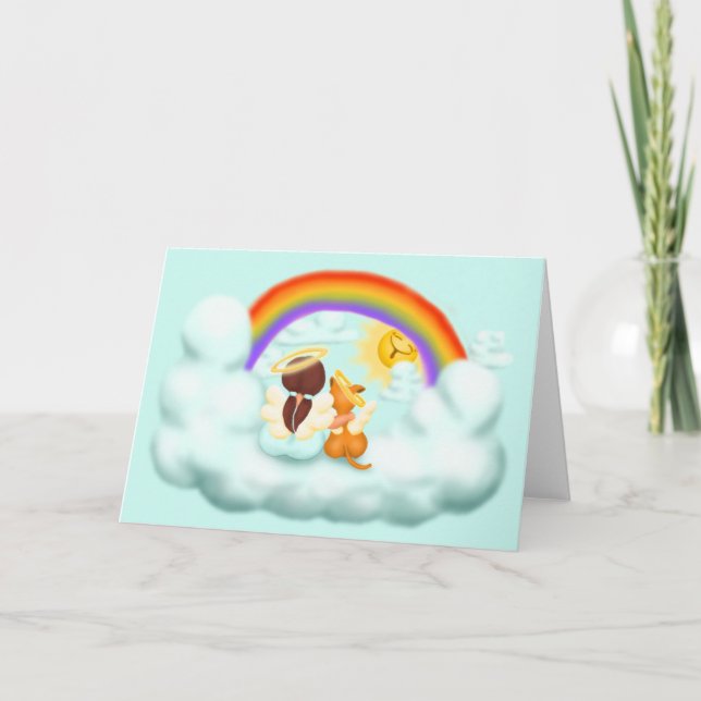 Engel und Hund Feiertagskarte (Vorderseite)