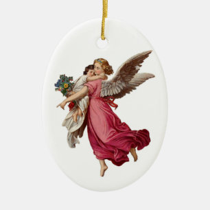 Engel und Kind Keramikornament