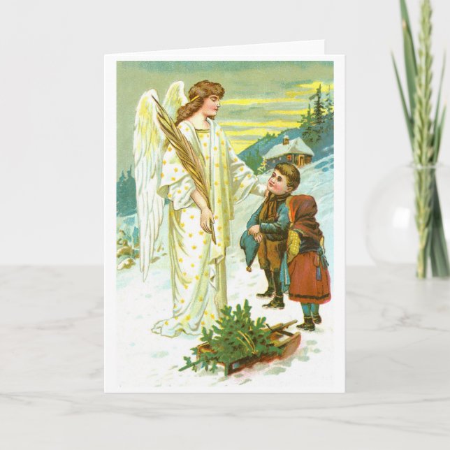 Engel und Kinder Feiertagskarte (Vorderseite)